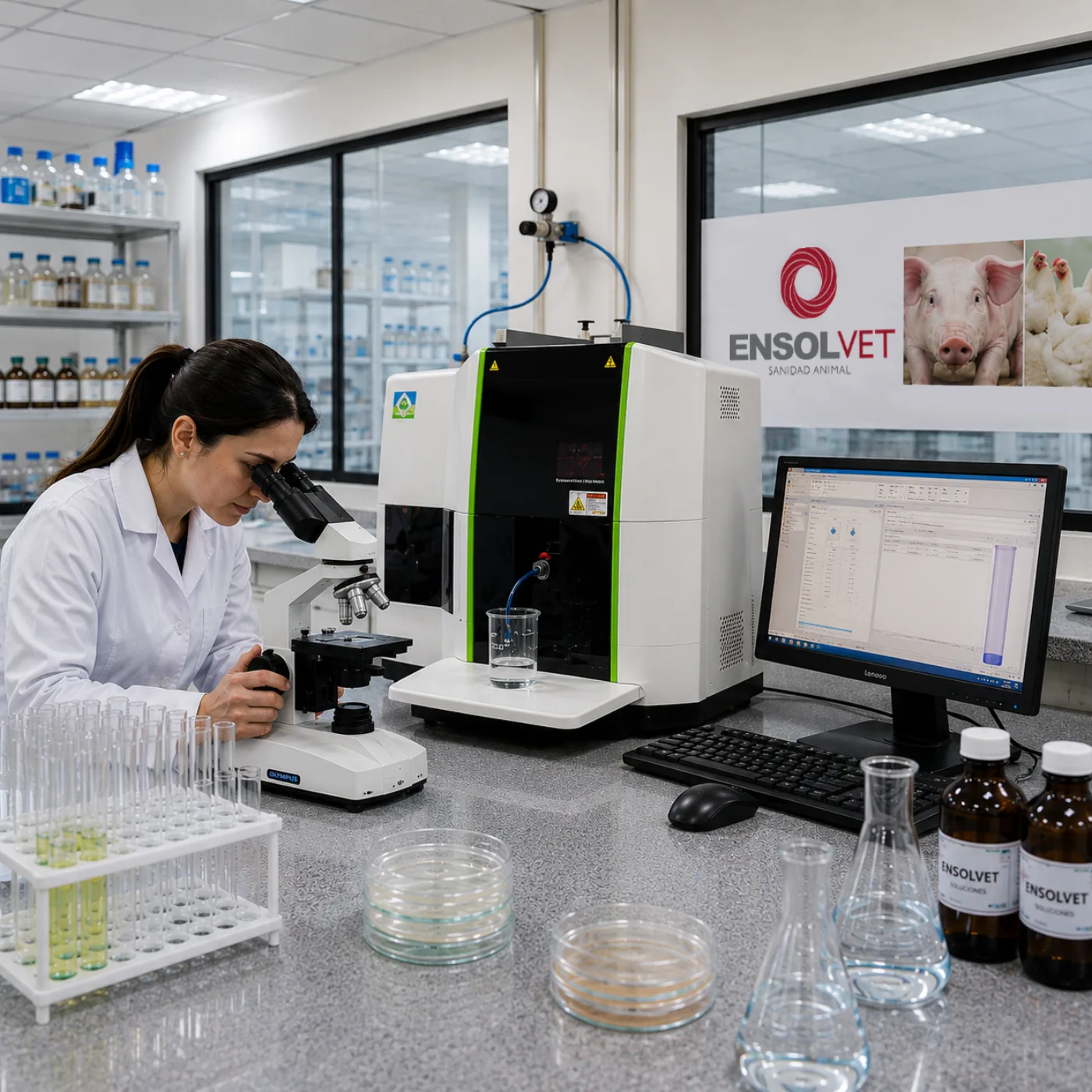 Profesional trabajando en el laboratorio ENSOL-LAB